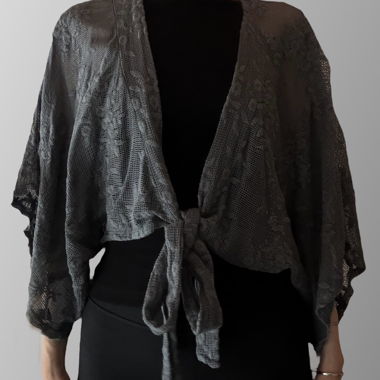 Cardigan in pizzo grigio Garçon da annodare