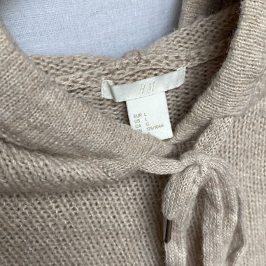 H&M Pull en tricot à capuche beige/rose