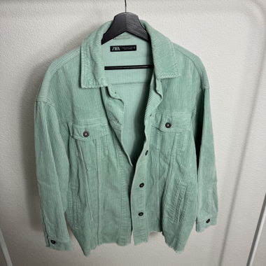 Veste-chemise en velours côtelé ZARA menthe