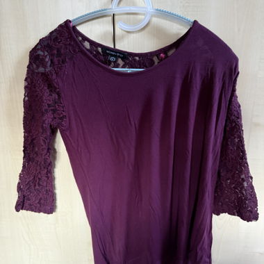 Bordeauxrote Spitzentop Bluse Women Only L