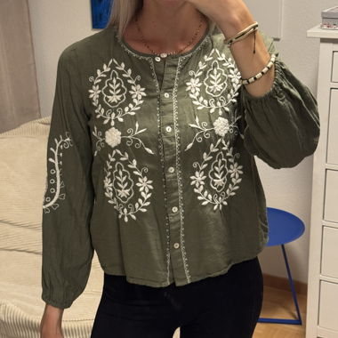 Grüne Gemusterte Bluse