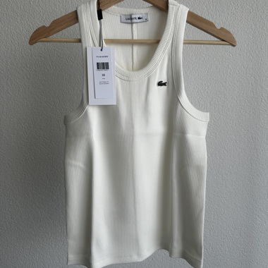 Lacoste Rippen-Top weiss Gr. 38