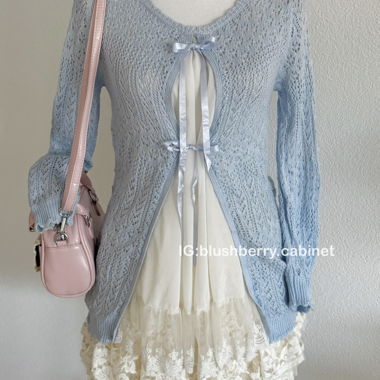 Coquette blaue Strickbluse Grösse S