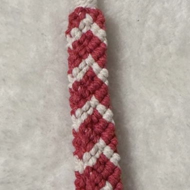 Keychain, Macramé, White/ Red