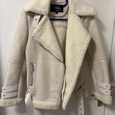 Beige Teddyfell-Jacke