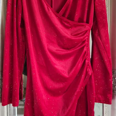 Rotes Samt Glitzer Kleid