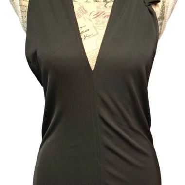 Top nero in mesh con scollo halter