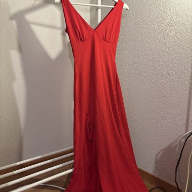 Long Red Evening Gown with Train