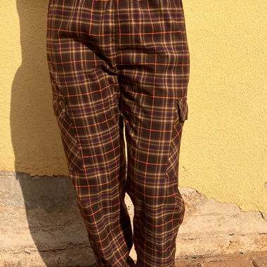 Pantalon cargo à carreaux c&a
