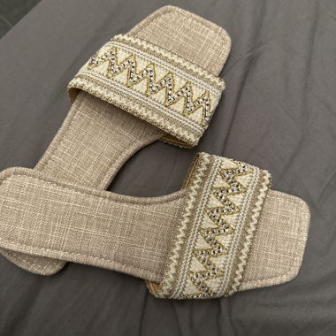 Beige Textile Sandals