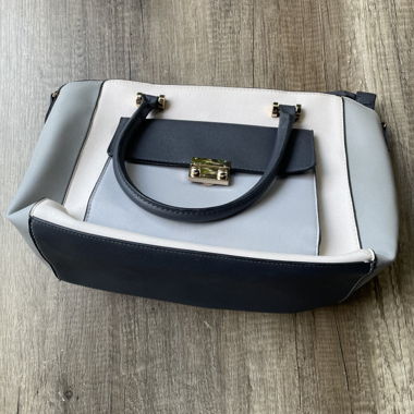 Borsa a mano blu bianco