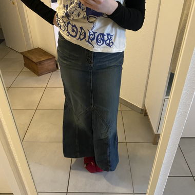 maxi jeans skirt