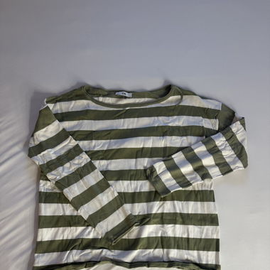 Green and white striped sweatshirt