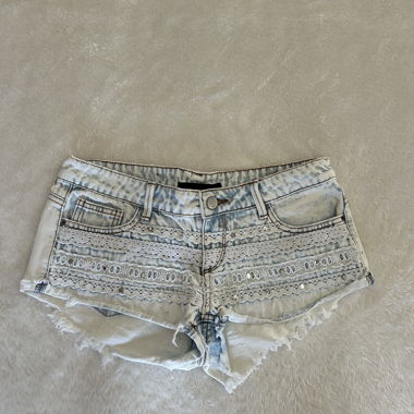 Denim-Shorts Y2K mit Spitze Grösse 36/S
