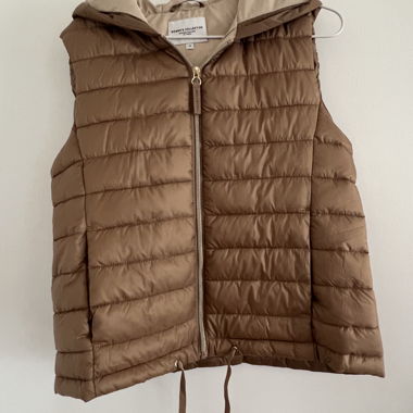 Brown Quilted Gilet with Hood
