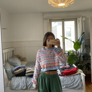 Shein Cropped Knit Sweater colorful