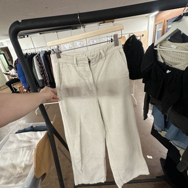 Pantaloni in velluto a coste ecru