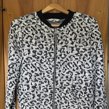 Sweatjacke Damen hellgrau-schwarz-braun 