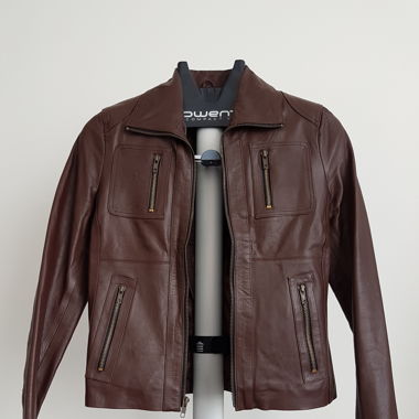 Kunstleder Bikerjacke in Choco-Braun