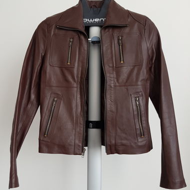 Kunstleder Bikerjacke in Choco-Braun