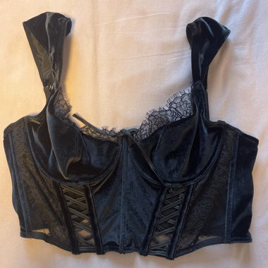 Top corset en velours noir