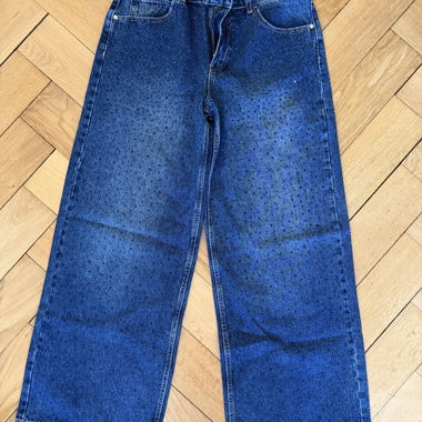 Jean large bleu à strass