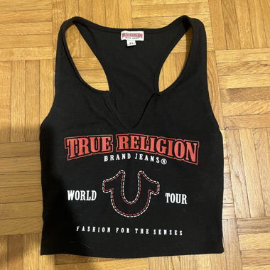 True Religion Black/White/Red Top