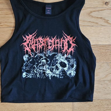 Débardeur crop top noir motif crâne