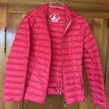 Bright pink lightweight puffer jacket