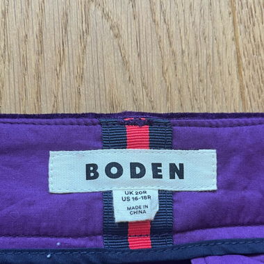 Purple velvet trousers Boden 