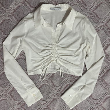 Bershka White Cropped Blouse