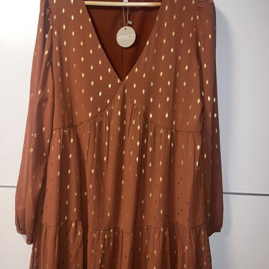 Apricot Dress with Gold Print