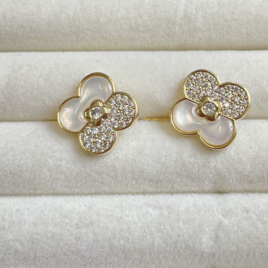 Shell blume zyrkonia high quality earrings