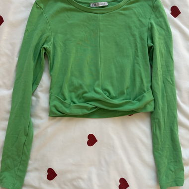 T-shirt Zara vert manches longues