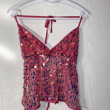 Top con paillettes rosa