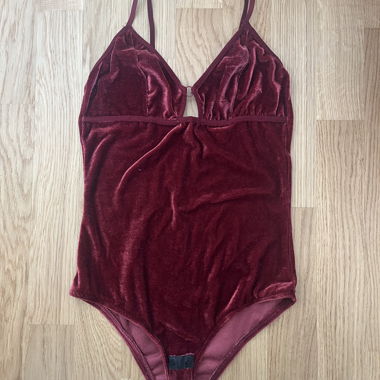 Burgundy Velvet Bodysuit