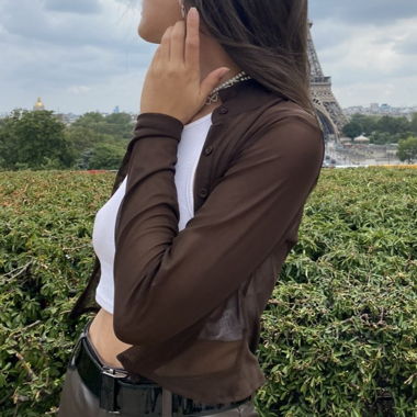 Brown Mesh Top