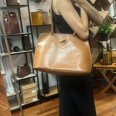 Sac cabas Longchamps en cuir camel 