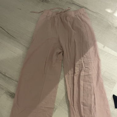 baggy leinenhose rosa