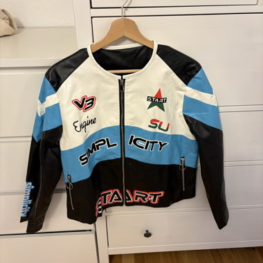 Bunte-Patchwork Lederjacke