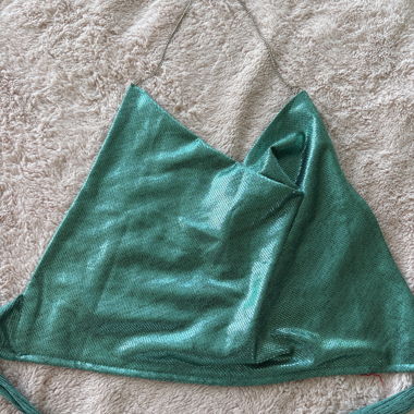 Haut sans manches à bretelles halter métallisé vert - taille M