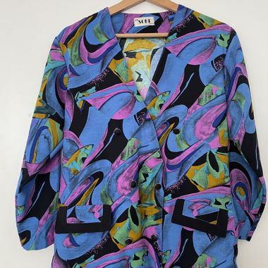 Blusa vintage multicolore da donna con motivo