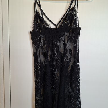 Camicia da notte in pizzo nero