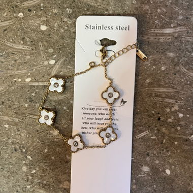 Clover Bracelet with Crystal  Van Cleef Inspired 