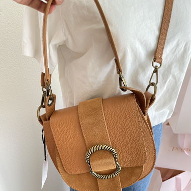 Echtledertasche mit Schnalle Braun