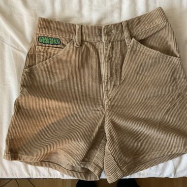 short corduroy trousers in beige