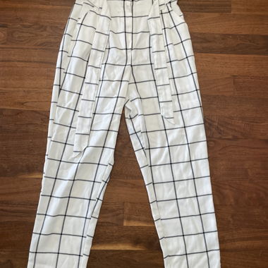 Pantalon taille haute à carreaux