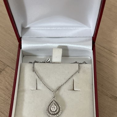 Echtgold Weissgold Kette Anhänger mit Diamanten