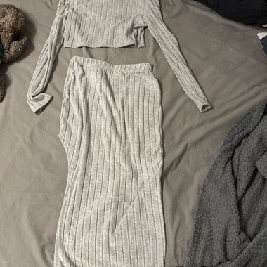 Ensemble côtelé gris