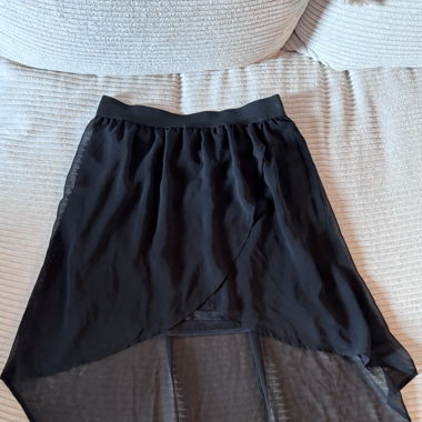 Asymmetrical black sheer skirt 